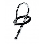 Серебристый уретральный плаг-бусины TOYFA Metal с мягким фиксириющим кольцом - ToyFa - купить с доставкой в Энгельсе