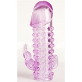 Закрытая фиолетовая насадка с 2 отростками - 13 см. - Toyfa Basic - в Энгельсе купить с доставкой