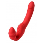 Красный безремневой страпон с вибрацией - ToyFa - купить с доставкой в Энгельсе