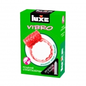 Розовое эрекционное виброкольцо Luxe VIBRO  Поцелуй стриптизёрши  + презерватив - Luxe - в Энгельсе купить с доставкой