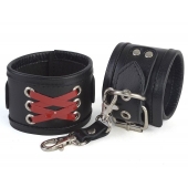 Кожаные наручники с декоративной лаковой шнуровкой - Sitabella - купить с доставкой в Энгельсе