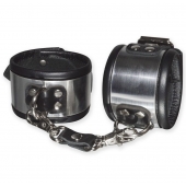 Эффектные серебристо-черные наручники с металлическим блеском - Sitabella - купить с доставкой в Энгельсе