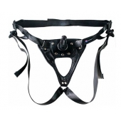 Черный пояс-трусики с насадкой  Soft-Принц  - 17 см. - LOVETOY (А-Полимер) - купить с доставкой в Энгельсе