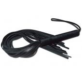 Чёрная кожаная плеть с жесткой ручкой - 63 см. - Sitabella - купить с доставкой в Энгельсе