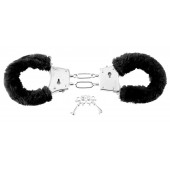 Меховые чёрные наручники Beginner s Furry Cuffs - Pipedream - купить с доставкой в Энгельсе