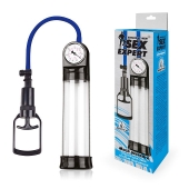 Прозрачная вакуумная помпа Sex Expert с манометром - Sex Expert - в Энгельсе купить с доставкой
