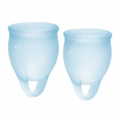 Набор голубых менструальных чаш Feel confident Menstrual Cup - Satisfyer - купить с доставкой в Энгельсе