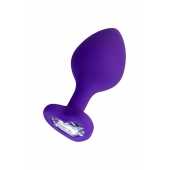 Фиолетовая анальная втулка Diamond Heart с прозрачным кристаллом - 8 см. - ToyFa - купить с доставкой в Энгельсе