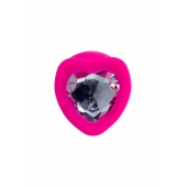 Розовая анальная втулка Diamond Heart с прозрачным кристаллом - 9,5 см. - ToyFa - купить с доставкой в Энгельсе