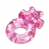 Розовое эрекционное виброкольцо на пенис Pink Bear - Baile - в Энгельсе купить с доставкой