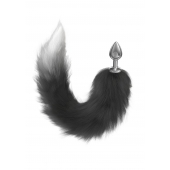 Серебристая анальная пробка с черным хвостом Galaxy - Lola Games - купить с доставкой в Энгельсе