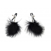 Зажимы на соски с черным пухом Euphoric - Lola Games - купить с доставкой в Энгельсе