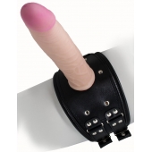 Черный пояс на бедро  Люкс  с телесной насадкой - LOVETOY (А-Полимер) - купить с доставкой в Энгельсе