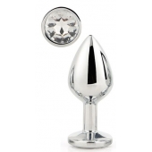 Серебристая анальная втулка с прозрачным кристаллом - 7,1 см. - Dream Toys - купить с доставкой в Энгельсе
