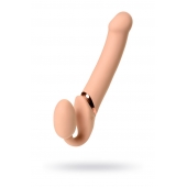 Телесный безремневой вибрострапон Vibrating Bendable Strap-On L - Strap-on-me - купить с доставкой в Энгельсе