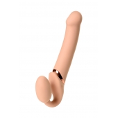 Телесный безремневой вибрострапон Vibrating Bendable Strap-On L - Strap-on-me - купить с доставкой в Энгельсе