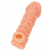 Телесная закрытая насадка с венками Cock Sleeve Size S - 13,8 см. - KOKOS - в Энгельсе купить с доставкой