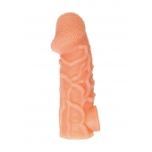 Телесная закрытая насадка с венками Cock Sleeve Size M - 15,6 см. - KOKOS - в Энгельсе купить с доставкой