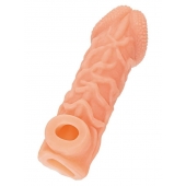 Телесная закрытая насадка с венками Cock Sleeve Size M - 15,6 см. - KOKOS - в Энгельсе купить с доставкой