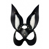 Черная маска зайки с белым мехом на ушках Miss Bunny - БДСМ Арсенал - купить с доставкой в Энгельсе