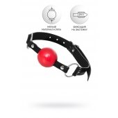 Красный кляп-шар на черных ремешках Anonymo - ToyFa - купить с доставкой в Энгельсе