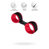 Красно-черные велюровые наручники Anonymo - ToyFa - купить с доставкой в Энгельсе