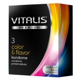 Цветные ароматизированные презервативы VITALIS PREMIUM color   flavor - 3 шт. - Vitalis - купить с доставкой в Энгельсе