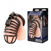 Черная металлическая клетка с замком Deluxe Chastity Cage - BlueLine - купить с доставкой в Энгельсе