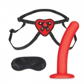 Красный поясной фаллоимитатор Red Heart Strap on Harness   5in Dildo Set - 12,25 см. - Lux Fetish - купить с доставкой в Энгельсе