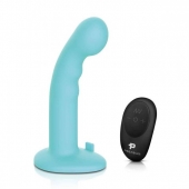 Голубая изогнутая насадка 6in Remote Control Ripple P-Spot G-Spot на черных трусиках - 16 см. - Pegasus - купить с доставкой в Энгельсе