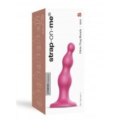 Розовая насадка Strap-On-Me Dildo Plug Beads size S - Strap-on-me - купить с доставкой в Энгельсе
