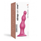 Розовая насадка Strap-On-Me Dildo Plug Beads size L - Strap-on-me - купить с доставкой в Энгельсе