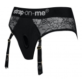 Черные трусики для насадок Diva Lingerie Harness - size S - Strap-on-me - купить с доставкой в Энгельсе