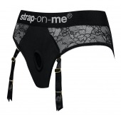 Черные трусики для насадок Diva Lingerie Harness - size M - Strap-on-me - купить с доставкой в Энгельсе