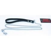 Металлический поводок с кожаной петлёй - БДСМ Арсенал - купить с доставкой в Энгельсе