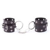 Черные кожаные наручники с люверсами - Crazy Handmade - купить с доставкой в Энгельсе