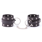 Черные кожаные оковы с люверсами - Crazy Handmade - купить с доставкой в Энгельсе