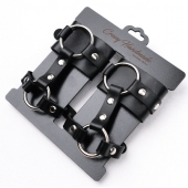 Черные наручники с креплением на кисть руки - Crazy Handmade - купить с доставкой в Энгельсе