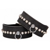 Черные наручники Diamond Studded Wrist Cuffs - Shots Media BV - купить с доставкой в Энгельсе