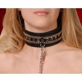 Чёрный ошейник с цепочками и поводком - Sitabella - купить с доставкой в Энгельсе