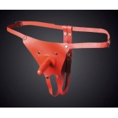 Красные кожаные универсальные трусики со штырьком для насадок - Sitabella - купить с доставкой в Энгельсе