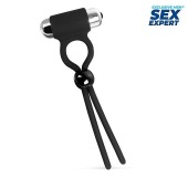 Черное эрекционное кольцо-лассо с вибрацией - Sex Expert - в Энгельсе купить с доставкой