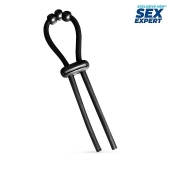 Черное эрекционное кольцо со стимулирующими бусинами - Sex Expert - в Энгельсе купить с доставкой