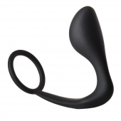 Черное эрекционное кольцо с анальной пробкой Anal Plug With Cockring - Dream Toys - в Энгельсе купить с доставкой