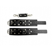 Черные кожаные наручники Sex Game - БДСМ Арсенал - купить с доставкой в Энгельсе