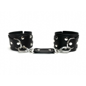 Черные кожаные наручники Sex Game - БДСМ Арсенал - купить с доставкой в Энгельсе