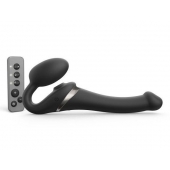 Черный безремневой страпон Multi Orgasm Size S с клиторальной стимуляцией - Strap-on-me - купить с доставкой в Энгельсе