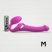 Ярко-розовый безремневой страпон Multi Orgasm Size M с клиторальной стимуляцией - Strap-on-me - купить с доставкой в Энгельсе