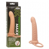 Телесная насадка для двойного проникновения Rechargeable Ribbed Dual Penetrator с вибрацией - California Exotic Novelties - купить с доставкой в Энгельсе