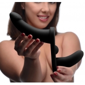 Черный вибрострапон Double Take 10X Double Penetration Vibrating Strap-on Harness - XR Brands - купить с доставкой в Энгельсе